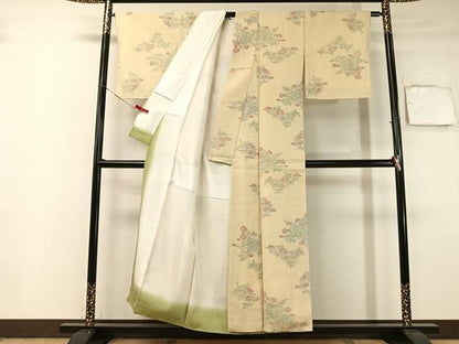 平和屋着物●上質な紬　草花文　正絹　逸品　未使用　CAAZ9994vp