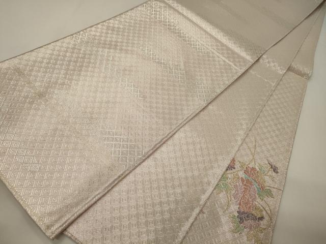 平和屋着物◎佐賀錦 太鼓柄袋帯 松皮取花束文 金糸 正絹 逸品 CABA0003oy