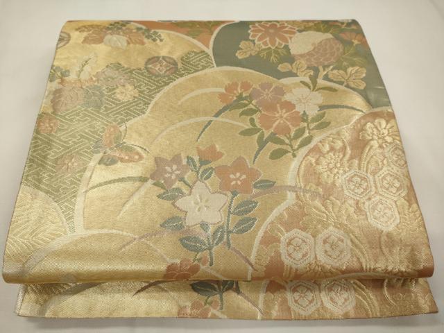 平和屋着物◎佐賀錦　六通柄袋帯　吉祥草花文　金糸　正絹　逸品　CABA0026oy