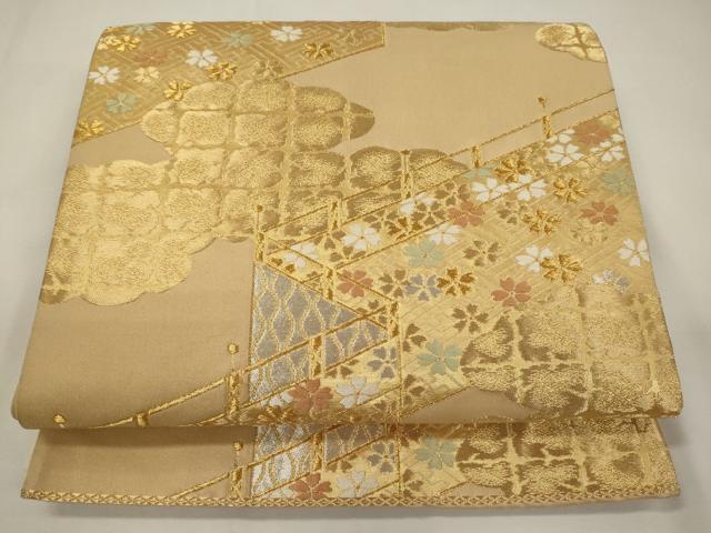 平和屋着物◎六通柄袋帯　唐織　屏風花文　金銀糸　正絹　逸品　CABA0040oy