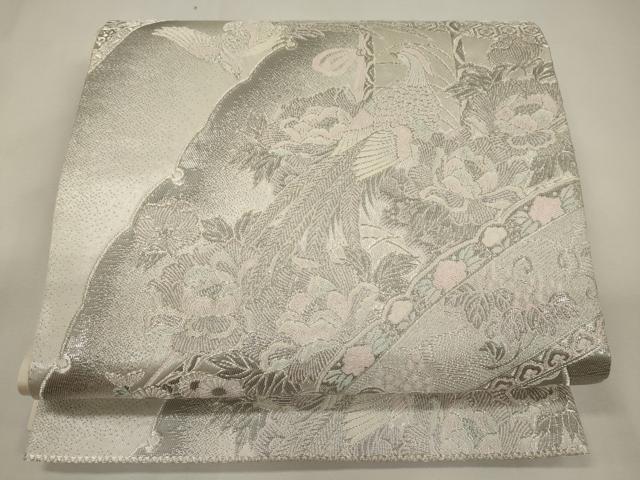平和屋着物◎六通柄袋帯　源氏車縫調文　プラチナ箔　正絹　逸品　CABA0044oy