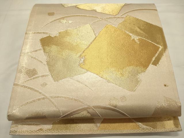 平和屋着物◎六通柄袋帯 色紙重ね芝文 金糸 正絹 逸品 CABA0087oy