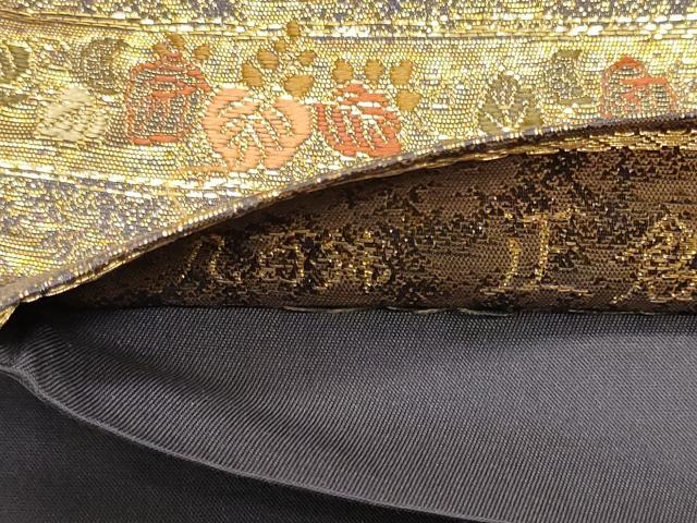 平和屋着物◎六通柄袋帯　九百錦　正倉院花丸文　金糸　正絹　逸品　CABA0090oy