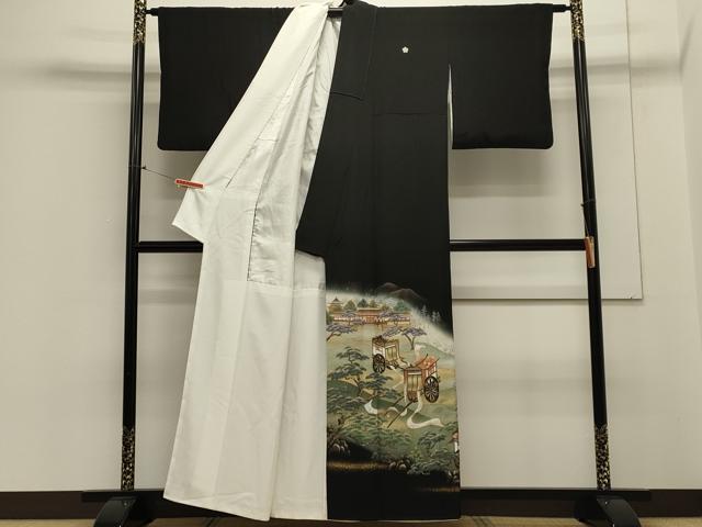 平和屋着物■豪華黒留袖 作家者 御所車風景松文 暈し染め 金彩 正絹 逸品 CABA0124oy