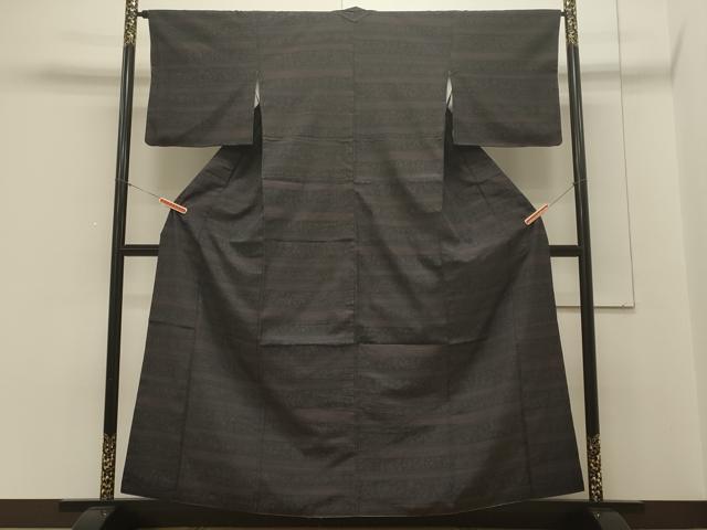平和屋着物■上質な紬　80亀甲　横段花唐草文　正絹　逸品　CABA0150oy