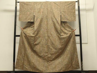 平和屋着物■上質な紬　切り嵌め吉祥花文　正絹　逸品　未使用　CABA0154oy