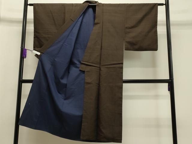 平和屋着物■男性　紬　格子柄　正絹　逸品　CABA0231oy
