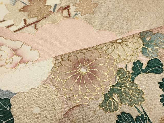平和屋着物■色留訪問着　流水草花文　暈し染め　金彩　正絹　逸品　CABA0285oy