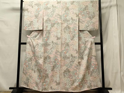 平和屋着物■上質な小紋　草花松文　正絹　逸品　CABA0316oy