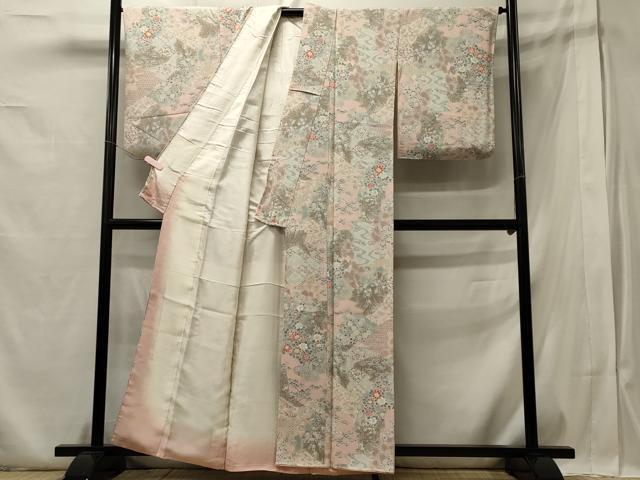 平和屋着物■上質な小紋　草花松文　正絹　逸品　CABA0316oy