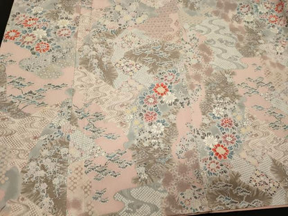 平和屋着物■上質な小紋　草花松文　正絹　逸品　CABA0316oy