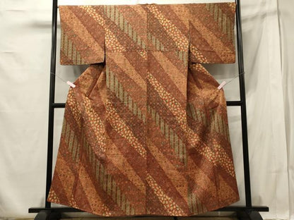 平和屋着物■上質な小紋　切り嵌め扇面花唐草文　正絹　逸品　CABA0319oy
