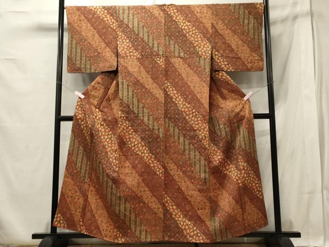 平和屋着物■上質な小紋　切り嵌め扇面花唐草文　正絹　逸品　CABA0319oy