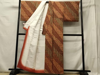 平和屋着物■上質な小紋　切り嵌め扇面花唐草文　正絹　逸品　CABA0319oy