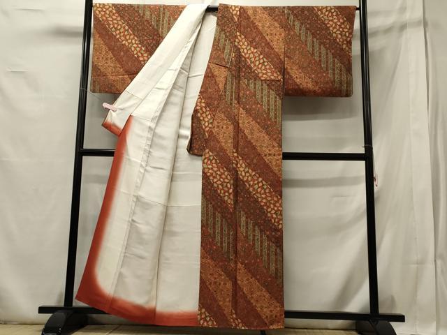 平和屋着物■上質な小紋　切り嵌め扇面花唐草文　正絹　逸品　CABA0319oy