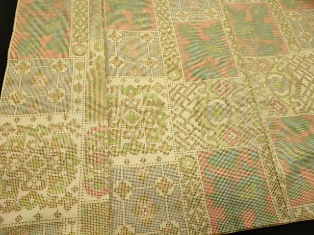 平和屋着物■上質な紬　正倉院花文　正絹　逸品　CABA0332oy