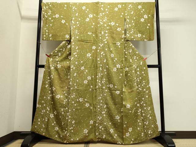 平和屋着物●上質な小紋 絞り 枝花文 正絹 逸品 CABA0356oy