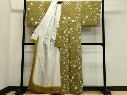 平和屋着物●上質な小紋 絞り 枝花文 正絹 逸品 CABA0356oy