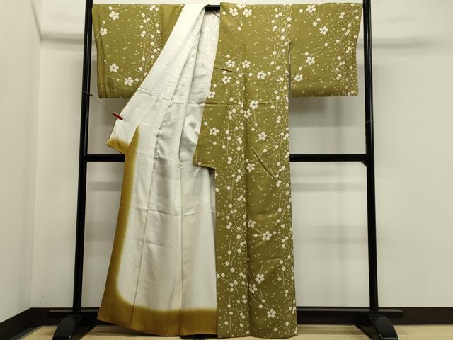 平和屋着物●上質な小紋 絞り 枝花文 正絹 逸品 CABA0356oy