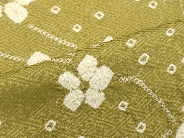 平和屋着物●上質な小紋 絞り 枝花文 正絹 逸品 CABA0356oy