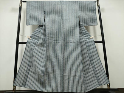 平和屋着物∴夏物 浴衣 阿波しじら織 竹縞 綿 逸品 CABA0402ng