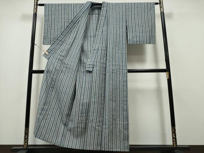 平和屋着物∴夏物 浴衣 阿波しじら織 竹縞 綿 逸品 CABA0402ng