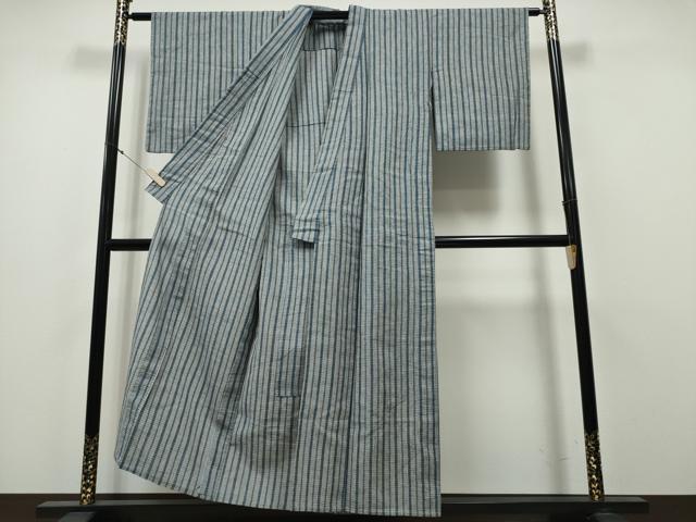 平和屋着物∴夏物 浴衣 阿波しじら織 竹縞 綿 逸品 CABA0402ng