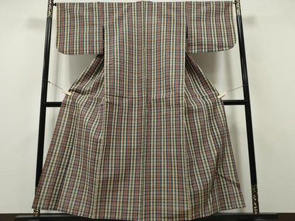 平和屋着物∴夏物 浴衣 阿波しじら織 格子柄 綿 逸品 CABA0403ng
