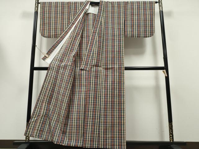 平和屋着物∴夏物 浴衣 阿波しじら織 格子柄 綿 逸品 CABA0403ng