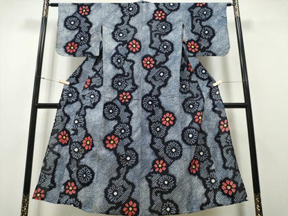 平和屋着物∴夏物 浴衣 有松鳴海絞り 菊文 綿 逸品 CABA0405ng
