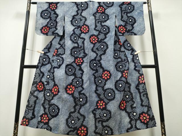 平和屋着物∴夏物 浴衣 有松鳴海絞り 菊文 綿 逸品 CABA0405ng