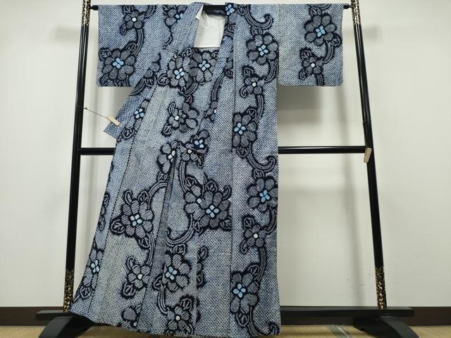 平和屋着物∴夏物 浴衣 有松鳴海絞り 花唐草文 綿 逸品 CABA0406ng
