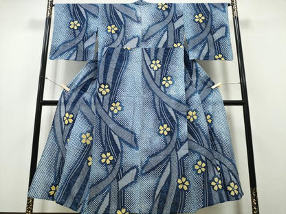 平和屋着物∴夏物 浴衣 有松鳴海絞り 熨斗舞花文 綿 逸品 CABA0409ng
