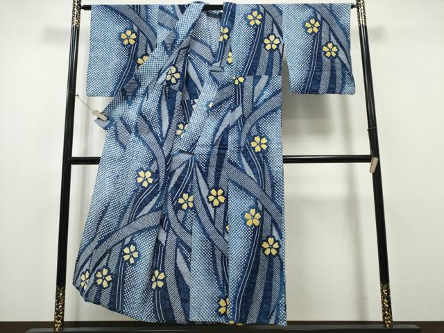 平和屋着物∴夏物 浴衣 有松鳴海絞り 熨斗舞花文 綿 逸品 CABA0409ng