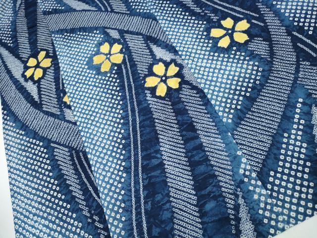 平和屋着物∴夏物 浴衣 有松鳴海絞り 熨斗舞花文 綿 逸品 CABA0409ng