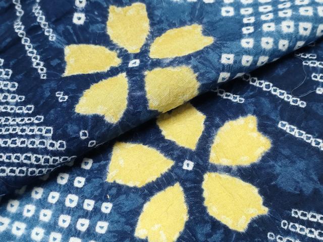 平和屋着物∴夏物 浴衣 有松鳴海絞り 熨斗舞花文 綿 逸品 CABA0409ng