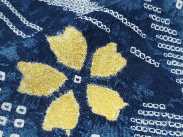 平和屋着物∴夏物 浴衣 有松鳴海絞り 熨斗舞花文 綿 逸品 CABA0409ng