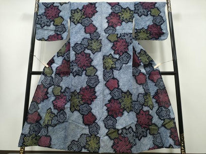 平和屋着物∴夏物 浴衣 有松鳴海絞り 舞花文 綿 逸品 CABA0410ng