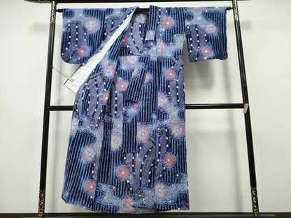 平和屋着物∴夏物 浴衣 有松鳴海絞り エ霞几帳花文 綿 逸品 CABA0411ng
