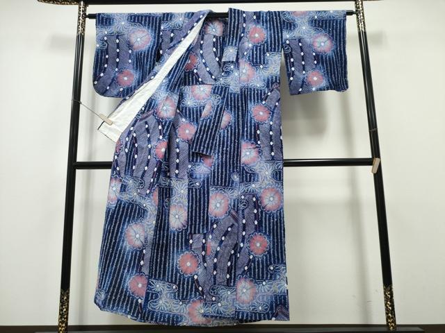 平和屋着物∴夏物 浴衣 有松鳴海絞り エ霞几帳花文 綿 逸品 CABA0411ng