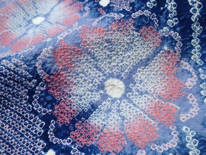 平和屋着物∴夏物 浴衣 有松鳴海絞り エ霞几帳花文 綿 逸品 CABA0411ng