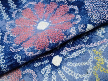 平和屋着物∴夏物 浴衣 有松鳴海絞り エ霞几帳花文 綿 逸品 CABA0411ng