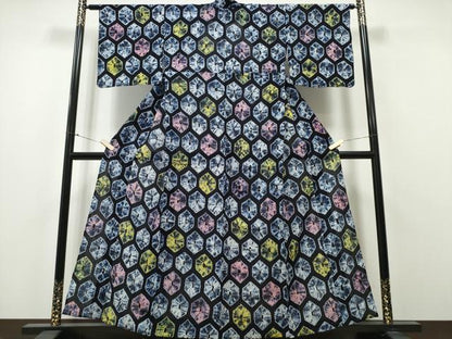 平和屋着物∴夏物 浴衣 有松鳴海絞り 亀甲文 綿 逸品 CABA0413ng