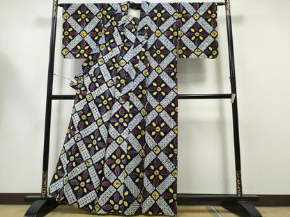 平和屋着物∴夏物 浴衣 有松鳴海絞り 天井花文 綿 逸品 CABA0414ng