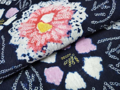 平和屋着物∴夏物 浴衣 有松鳴海絞り 牡丹花文 綿 逸品 CABA0416ng