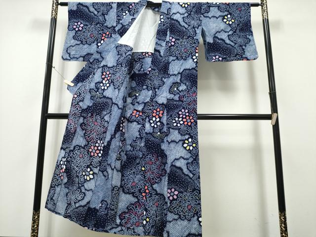 平和屋着物∴夏物 浴衣 有松鳴海絞り 雲重ね乱菊 綿 逸品 CABA0418ng