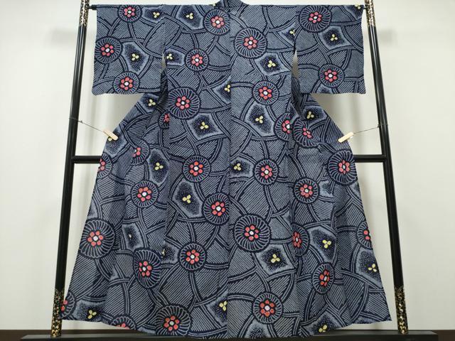 平和屋着物∴夏物 浴衣 有松鳴海絞り 吉祥菊花文 綿 逸品 CABA0420ng