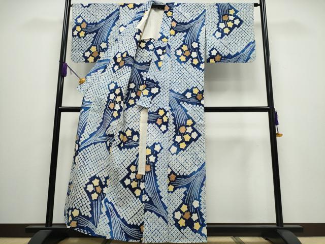 平和屋着物∴夏物 浴衣 有松鳴海絞り 花束文 綿 逸品 CABA0421ng