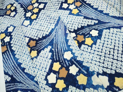 平和屋着物∴夏物 浴衣 有松鳴海絞り 花束文 綿 逸品 CABA0421ng