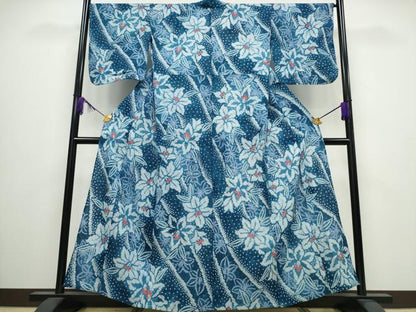 平和屋着物∴夏物 浴衣 有松鳴海絞り 百合 綿 逸品 CABA0422ng